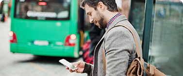 Man texting on cell phone